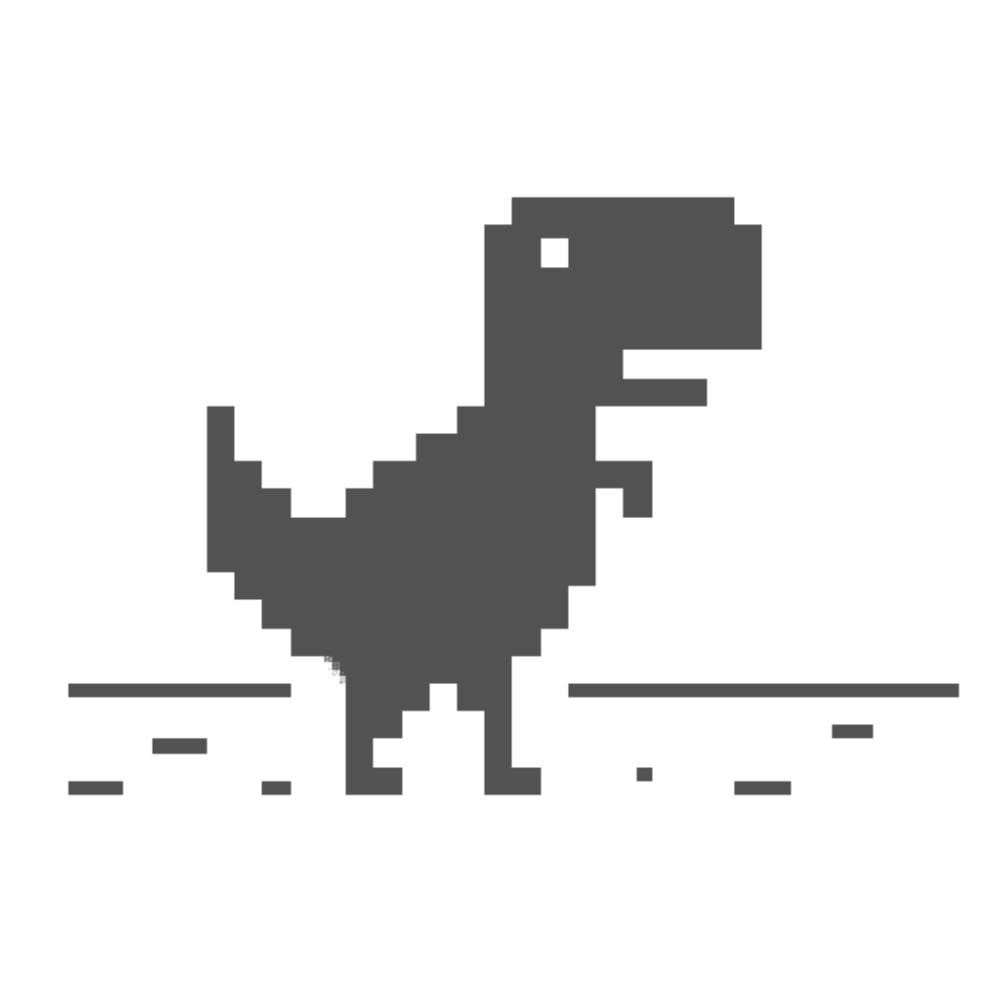 Dinosaurie av pixlar från spel i Chrome