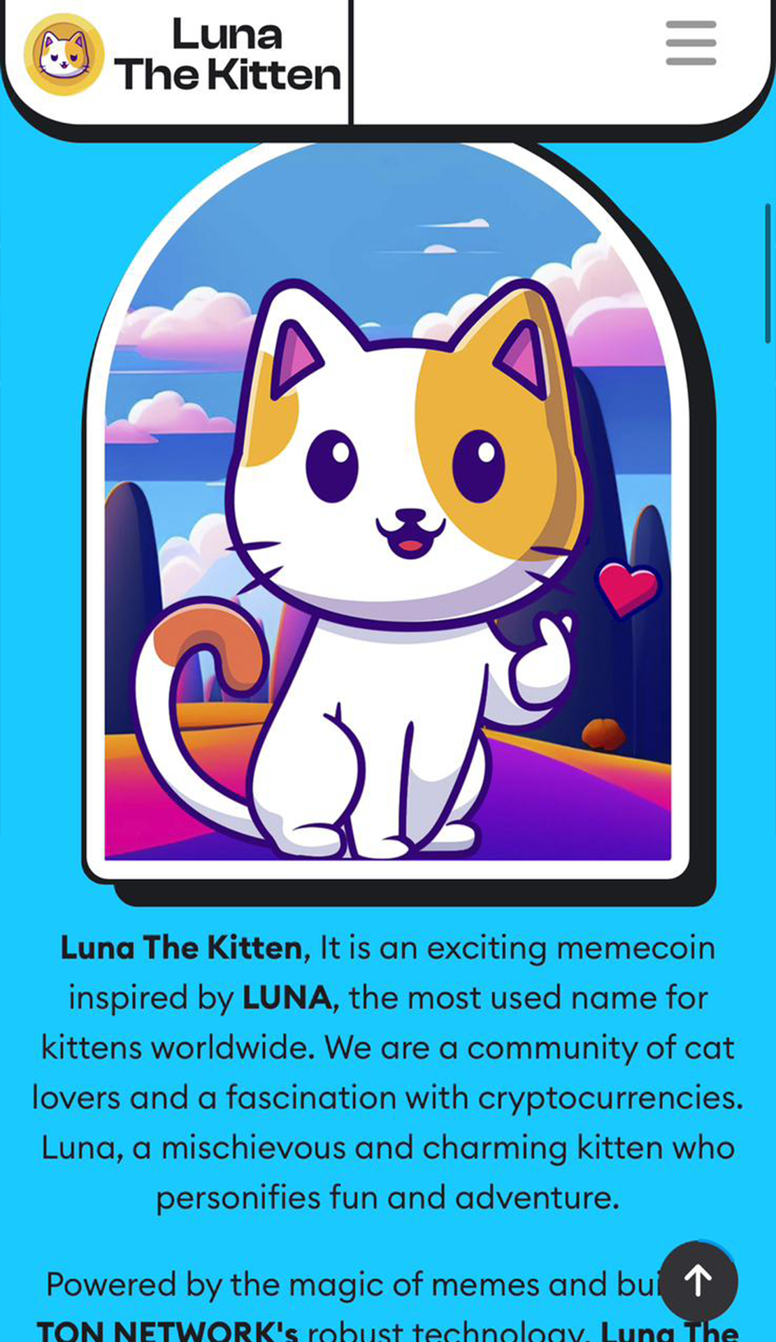 Luna The Kitten - Luna The Kitten is a memecoin, in addition a game, NFT  Platform and Lunaswap will be developed. | TON App