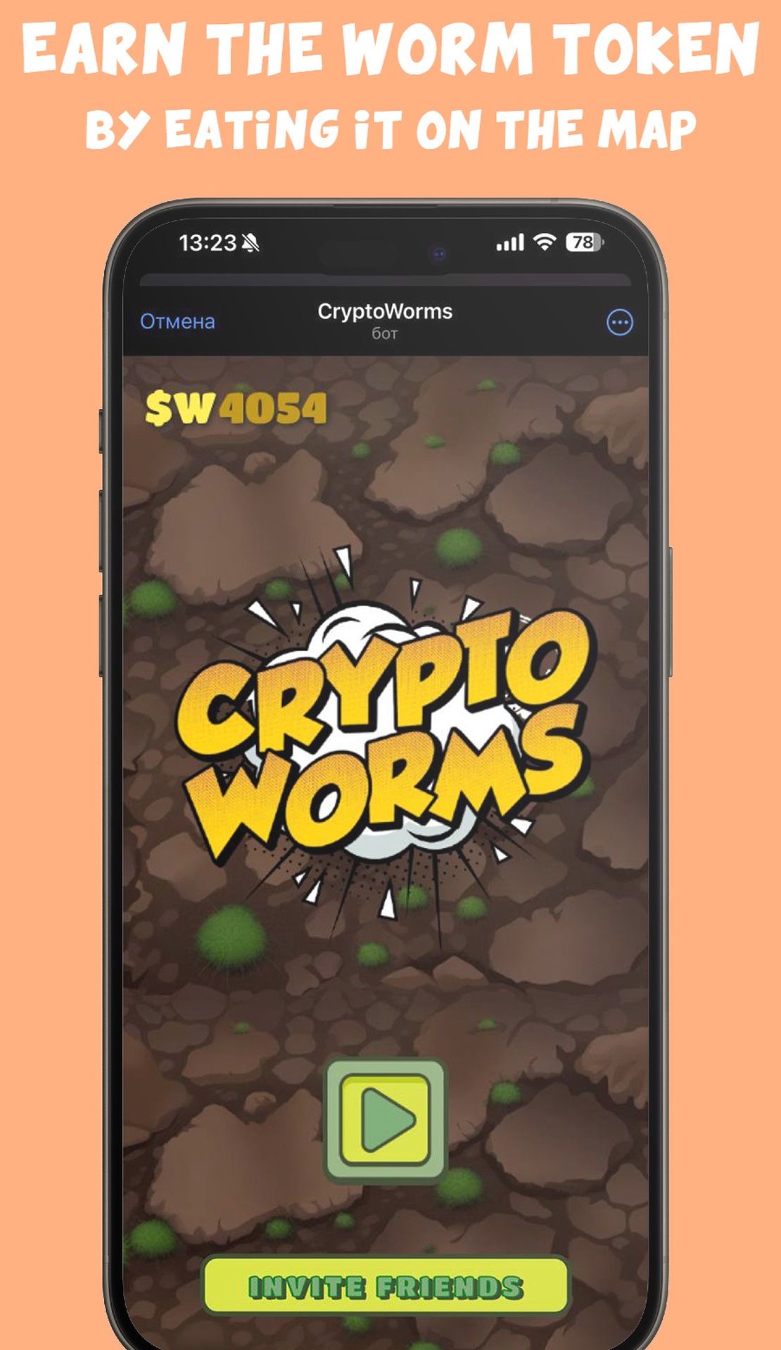 CryptoWorms - Earn the $worm token by eating it on the map. | TON App