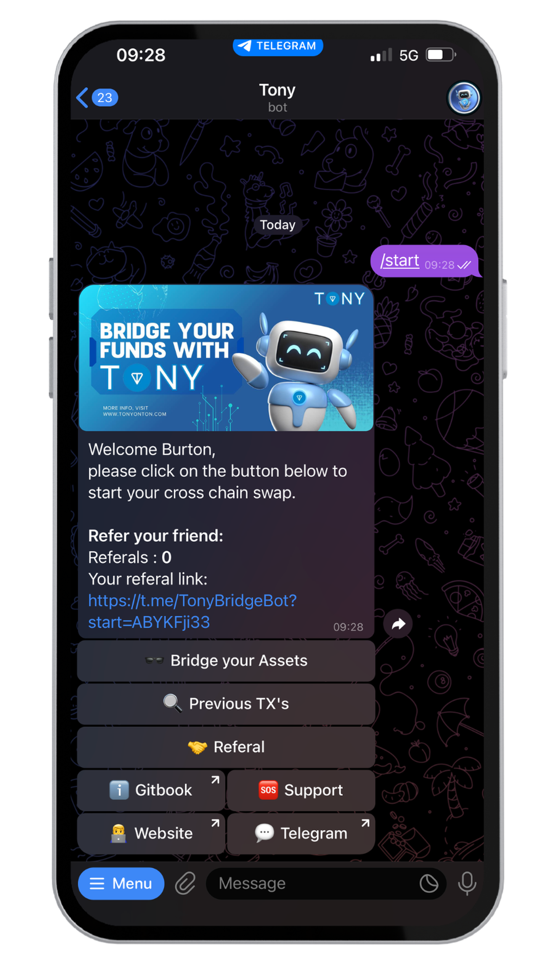 Tony Bridge - Tony is your go-to telegram bridge bot on the $TON network |  TON App